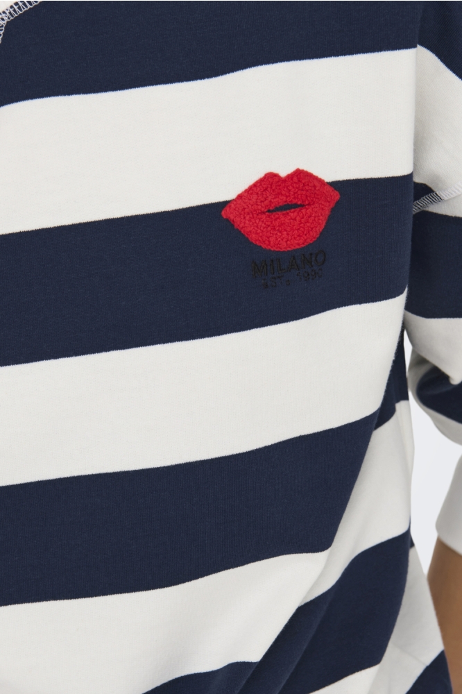 ONLSERENA L/S STRIPE O-NECK SWT 15307732 NAVAL ACADEMY/CLOUD DANCER